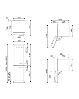Külmik smeg, 50-ndate stiil, 196 cm, 234/97 l, 35 db, elektrooniline juhtimine, nofrost, must-foto11