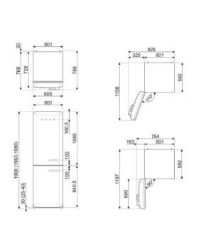 Külmik smeg, 50-ndate stiil, 196 cm, 234/97 l, 35 db, elektrooniline juhtimine, nofrost, must-foto11