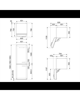 Külmik smeg, 50-ndate stiil, nofrost, 196 cm,  234/97 l, 37 db, elektrooniline juhtimine, kreem-foto3