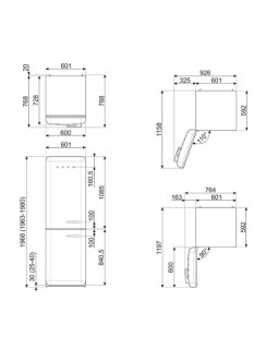Külmik smeg, 50-ndate stiil, 196 cm, 234/97 l, 37 db, elektrooniline juhtimine, nofrost, oranž-foto2