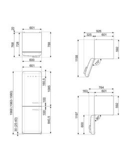 Külmik smeg, 50-ndate stiil, 196 cm, 234/97 l, 35 db, elektrooniline juhtimine, nofrost, oranž-foto7