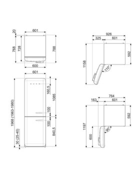 Külmik smeg, 50-ndate stiil, 196 cm, 234/97 l, 35 db, elektrooniline juhtimine, nofrost, oranž-foto7