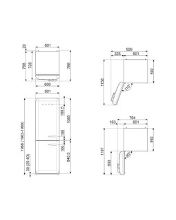 Külmik smeg, 50-ndate stiil, nofrost, 196 cm, 234/97 l, 37 db, elektrooniline juhtimine, pastellsinine-foto3
