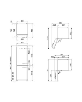Külmik smeg, 50-ndate stiil, nofrost, 196 cm, 234/97 l, 37 db, elektrooniline juhtimine, pastellsinine-foto3
