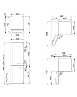 Külmik smeg, 50-ndate stiil, nofrost, 196 cm, 234/97 l, 35 db, elektrooniline juhtimine, punane-foto11