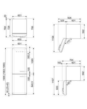 Külmik smeg, 50-ndate stiil, nofrost, 196 cm, 234/97 l, 35 db, elektrooniline juhtimine, punane-foto11