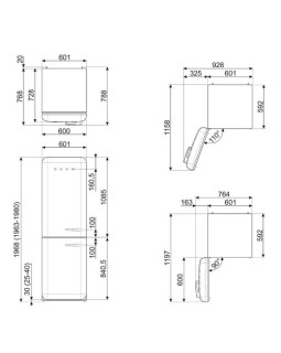 Külmik smeg, 50-ndate stiil, nofrost, 196 cm, 234/97 l, 37 db, elektrooniline juhtimine, valge-foto2