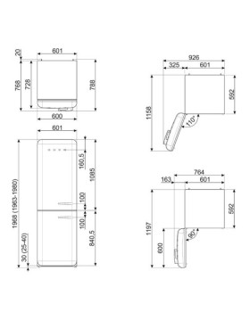 Külmik smeg, 50-ndate stiil, nofrost, 196 cm, 234/97 l, 37 db, elektrooniline juhtimine, valge-foto2