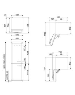 Külmik smeg, 50-ndate stiil, nofrost, 196 cm, 234/97 l, 35 db, elektrooniline juhtimine, valge-foto11