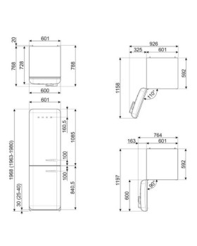 Külmik smeg, 50-ndate stiil, nofrost, 196 cm, 234/97 l, 35 db, elektrooniline juhtimine, valge-foto11