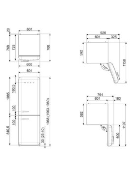 Külmik smeg, 50-ndate stiil, nofrost, 196 cm, 234/97 l, 35 db, elektrooniline juhtimine, sinine-foto11