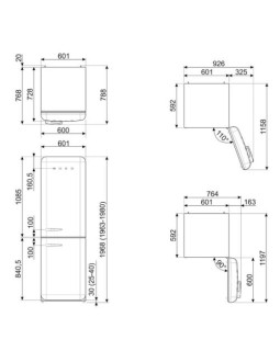 Külmik smeg, 50-ndate stiil, nofrost, 196 cm, 234/97 l, 35 db, elektrooniline juhtimine, kreem-foto11