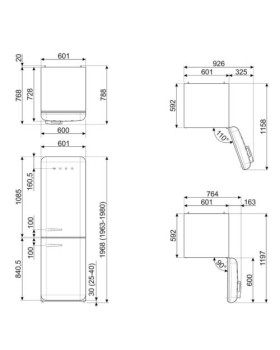 Külmik smeg, 50-ndate stiil, nofrost, 196 cm, 234/97 l, 35 db, elektrooniline juhtimine, kreem-foto11
