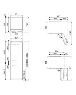 Külmik smeg, 50-ndate stiil, nofrost, 196 cm, 234/97 l, 35 db, elektrooniline juhtimine, oranž-foto11