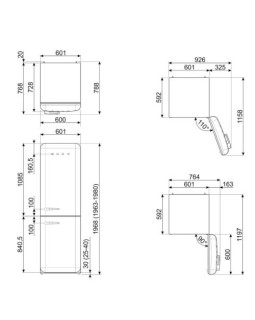Külmik smeg, 50-ndate stiil, nofrost, 196 cm, 234/97 l, 35 db, elektrooniline juhtimine, pastellsinine, pastellsinine-foto11