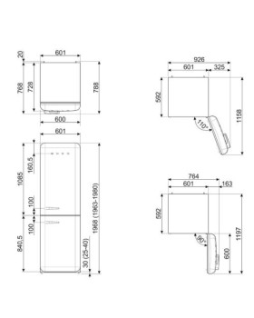 Külmik smeg, 50-ndate stiil, nofrost, 196 cm, 234/97 l, 35 db, elektrooniline juhtimine, pastellsinine, pastellsinine-foto11