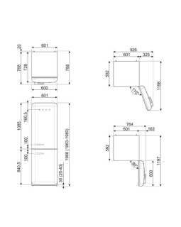 Külmik smeg, 50-ndate stiil, nofrost, 196 cm, 234/97 l, 37 db, elektrooniline juhtimine, pastellroheline-foto7