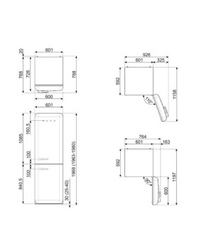 Külmik smeg, 50-ndate stiil, nofrost, 196 cm, 234/97 l, 37 db, elektrooniline juhtimine, pastellroheline-foto7