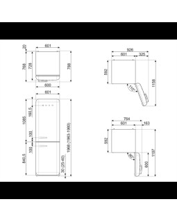 Külmik smeg, 50-ndate stiil, nofrost, 196 cm, 234/97 l, 37 db, elektrooniline juhtimine, valge-foto2