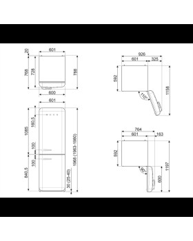 Külmik smeg, 50-ndate stiil, nofrost, 196 cm, 234/97 l, 37 db, elektrooniline juhtimine, valge-foto2