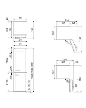 Külmik smeg, 50-ndate stiil, nofrost, 196 cm, 234/97 l, 35 db, elektrooniline juhtimine, valge-foto11