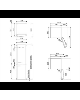 Külmik smeg, 50-ndate stiil, 205 cm, 333/128 l, 41 db, puutetundlik juhtimine, nofrost, must-foto6