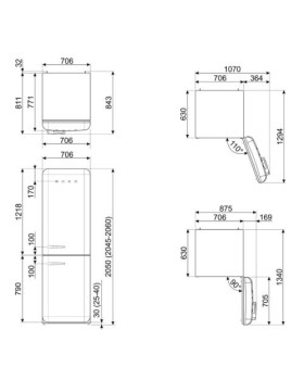 Külmik smeg, 50-ndate stiil, 205 cm, 344/137 l, 37 db, puutetundlik juhtimine, nofrost, kreem-foto11