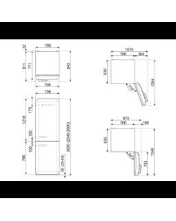 Külmik smeg, 50-ndate stiil, 205 cm, 344/137 l, 41 db, elektrooniline juhtimine, nofrost, pastellroheline-foto6