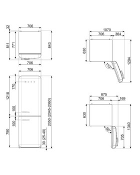 Külmik smeg, 50-ndate stiil, 205 cm, 333/128 l, 41 db, puutetundlik juhtimine, nofrost, punane-foto2