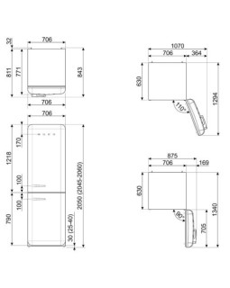 Külmik smeg, 50-ndate stiil, 205 cm, 333/128 l, 37 db, puutetundlik juhtimine, nofrost, punane-foto11