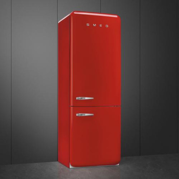 Külmik smeg, 50-ndate stiil, 205 cm, 333/128 l, 37 db, puutetundlik juhtimine, nofrost, punane