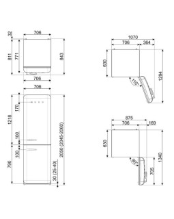 Külmik smeg, 50-ndate stiil, 205 cm, 333/128 l, 42 db, puutetundlik juhtimine, nofrost, valge-foto2
