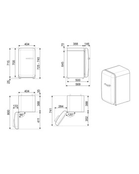 Minibaar smeg, 50-ndate stiil, 73 cm, 40 db, elektrooniline juhtimine, must, 34 l-foto2