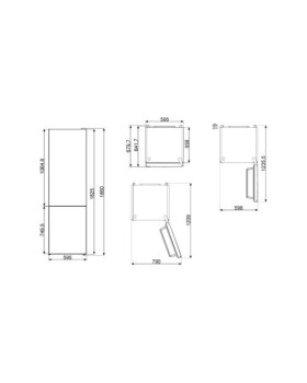 Külmik smeg 186 cm, 230/101 l, 39 db, elektrooniline juhtimine, noforst, marmor-foto3