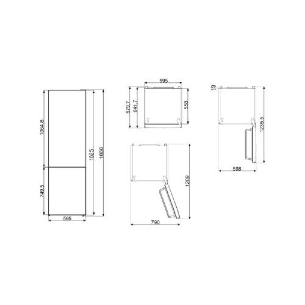 Külmik smeg 186 cm, 230/101 l, 39 db, elektrooniline juhtimine, noforst, marmor