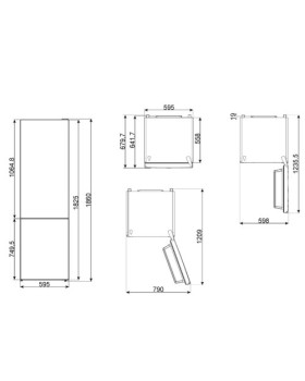 Külmik smeg 186 cm, 230/101 l, 41 db, elektrooniline juhtimine, noforst, marmor-foto3