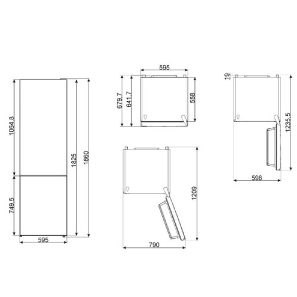 Külmik smeg 186 cm, 230/101 l, 41 db, elektrooniline juhtimine, noforst, marmor Kodumasinad