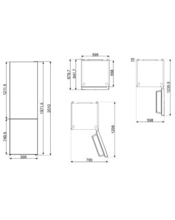 Külmik smeg 201 cm, 266/101 l, 39 db, elektrooniline juhtimine, noforst, marmor-foto4