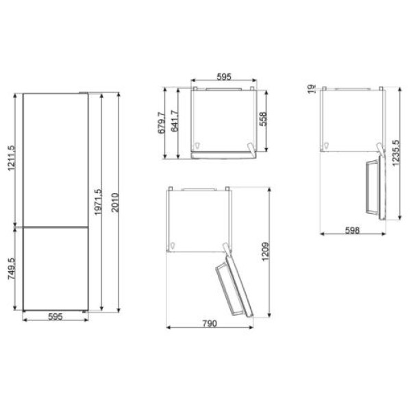 Külmik smeg 201 cm, 266/101 l, 39 db, elektrooniline juhtimine, noforst, marmor