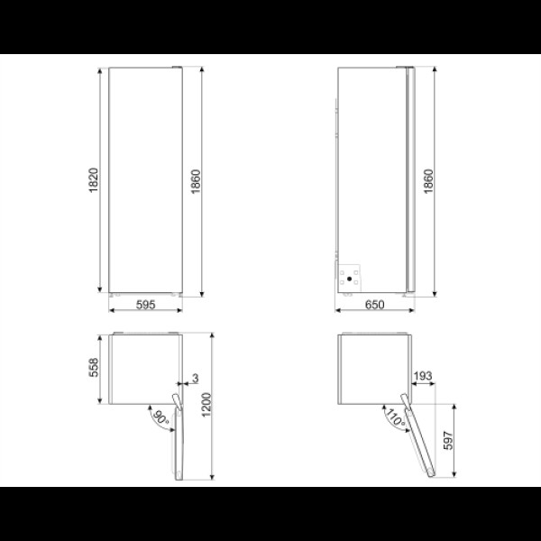 Sügavkülmik smeg, 186 cm, 280 l, 41 db, elektrooniline, nofrost, rv teras Kodumasinad