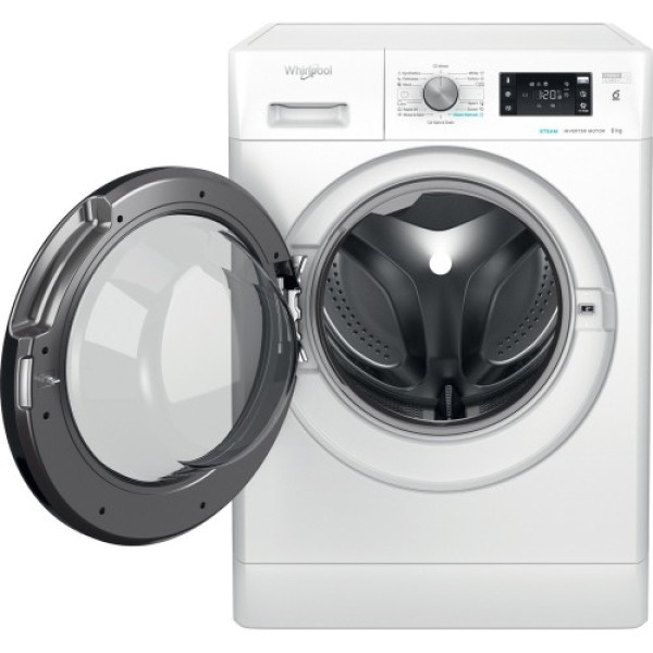 Pesumasin whirlpool, eestlaetav, 8 kg, 1400 p/min, inverter, must luuk Kodumasinad