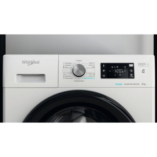 Pesumasin whirlpool, eestlaetav, 9 kg, 1400 p/min, inverter, must luuk