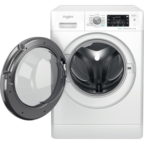 Pesumasin whirlpool, eestlaetav, 10 kg, 1400 p/min, inverter, valge/must luuk Kodumasinad