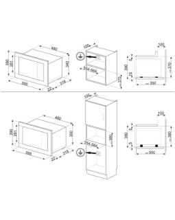 Mikrolaineahi smeg linea, integreeritav, 20 l, 1000/800 w, must-foto2