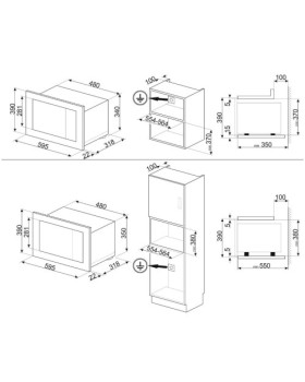 Mikrolaineahi smeg linea, integreeritav, 20 l, 1000/800 w, must-foto2