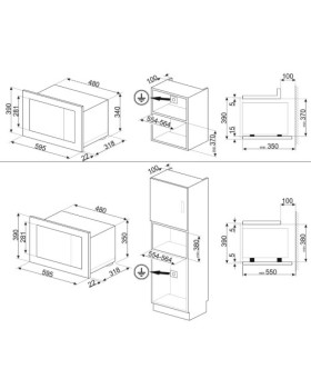 Mikrolaineahi smeg linea, integreeritav, 20 l, 1000/800 w, neptuun hall-foto2