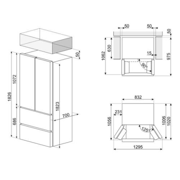 Külmik smeg, 183 cm, 353/157 l, 35 db, elektrooniline juhtimine, rv teras Külmik smeg, 183 cm, 353/157 l, 35 db, elektrooniline juhtimine, rv teras