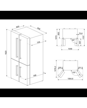 Külmik smeg, 182 cm, 376/196 l, 39 db, puutetundlik, nofrost, valge-foto3
