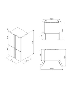 Külmik smeg colonial, 187 cm, 385/196 l, 39 db, elektrooniline juhtimine, nofrost, kreem-foto3