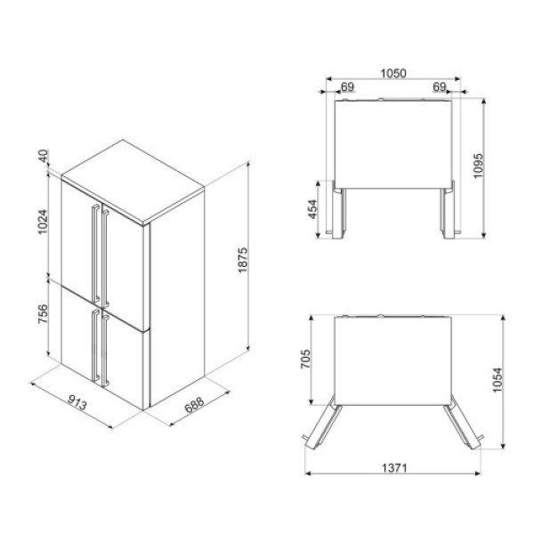 Külmik smeg victroria, 187 cm, 385/196 l, 39 db, elektrooniline juhtimine, kreem Kodumasinad